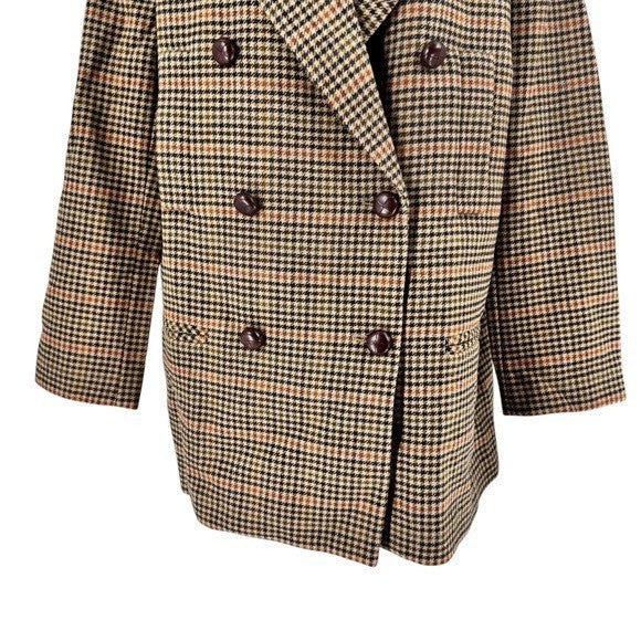 Tuckernuck NEW Brown Houndstooth Kensington Winter Wool Pea Coat Size XL