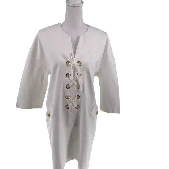 Tuckernuck NEW White Ellington Three-quarter Sleeve Cocktail Mini Dress Size XL