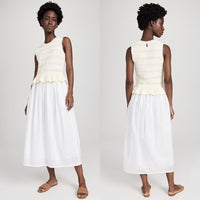 Banjanan NEW Heather Ivory Crochet Mixed Media Sleeveless Midi Dress Size M