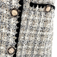 Pomander Place NEW White Tweed Retro Josephine Mini Dress in White Black Size M