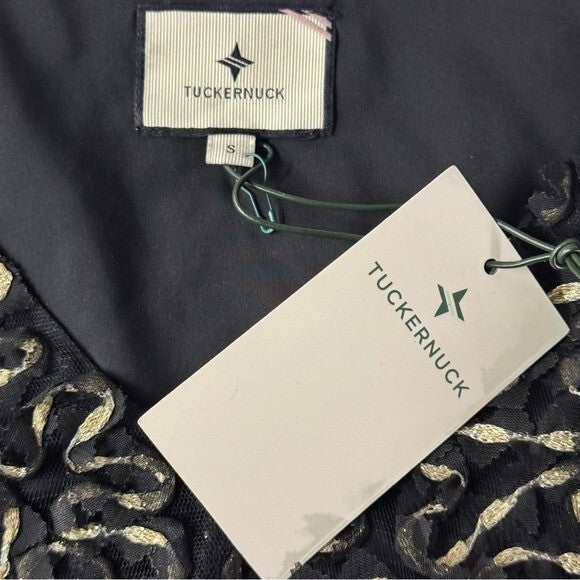 Tuckernuck | NEW Nightly Organza V-neckline Easton Top in Black & Gold Size S