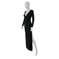 Staud NEW Black Ink Long Sleeve Bodycon Jersey Knit Stretch Maxi Dress Size XS