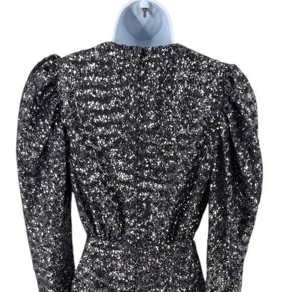 BORGO DE NOR NEW Bernadette Sequin Crepe Formal Long Sleeve Maxi Dress Size XS