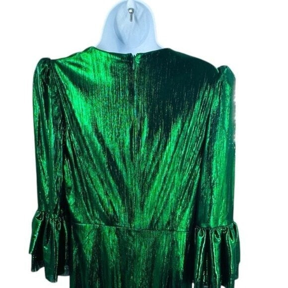 Pomander Place | NEW Emerald Crinkle Lurex Lillith Maxi Dress Size XL