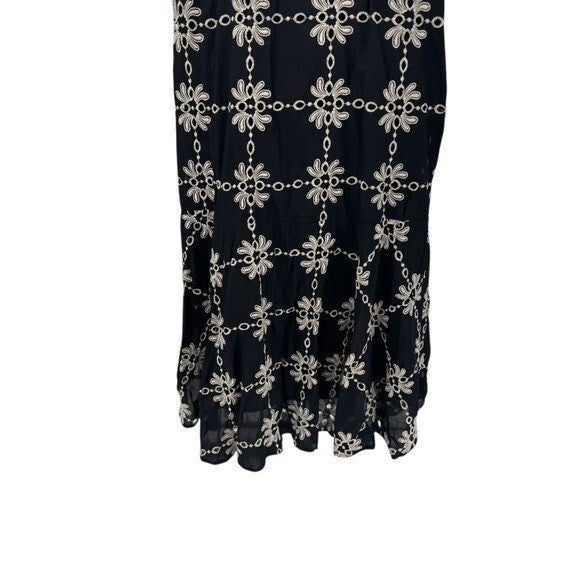 Tuckernuck NEW Black Eyelet Lewis Puff Sleeve Embroidered Maxi Dress Size S