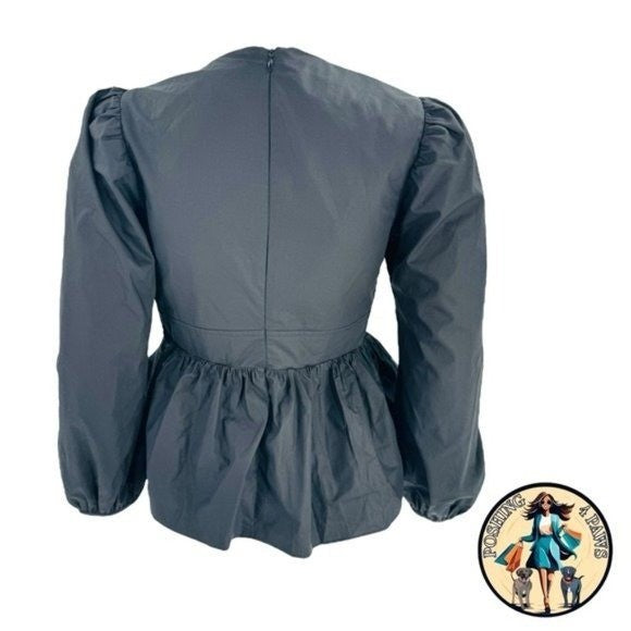 Hyacinth House NEW Black Elaina Puff Sleeve Peplum Blouse Top Size XL