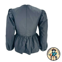 Hyacinth House NEW Black Elaina Puff Sleeve Peplum Blouse Top Size XL