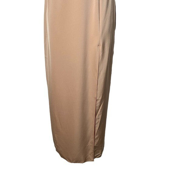 NBD | Lila Formal Draped Slit Party Cocktail Long Dress Gown Champagne Size XS