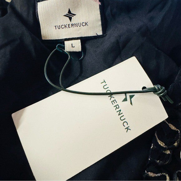 Tuckernuck | NEW Nightly Organza V-neckline Easton Top in Black & Gold Size L