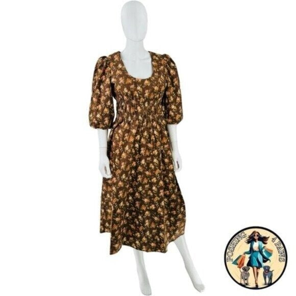 Tuckernuck NEW Rosewood Chintz Marlena Floral Brown Boho Midi Dress Size XS