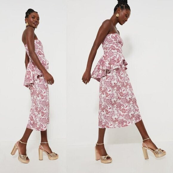 Hyacinth House NEW Rosewood Floral Roxanne Strapless Formal Midi Dress Size XL