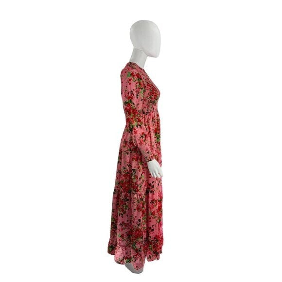 Tuckernuck NEW Pink Peony Meadows Libby Long Sleeve Maxi Dress Size XXS
