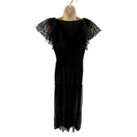 Tuckernuck NEW Black Onyx Tulle Giselle Short Flutter Sleeve Formal Gown Size S