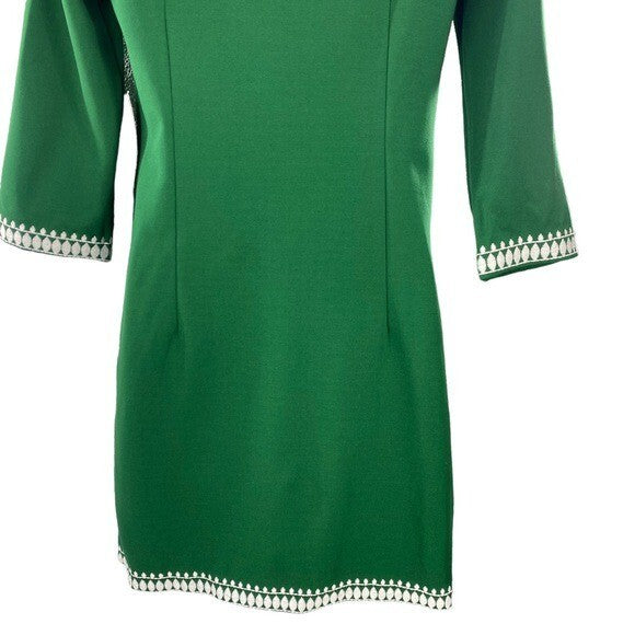 Tuckernuck NEW Miguelina Green Embroidered Shift Mini Dress Size 2XS