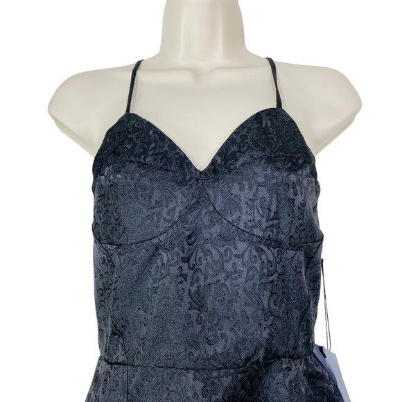 by the way. | NEW Mini Jacquard Satin Formal Slit Midi Dress in Black Size XS