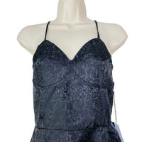 by the way. | NEW Mini Jacquard Satin Formal Slit Midi Dress in Black Size XS