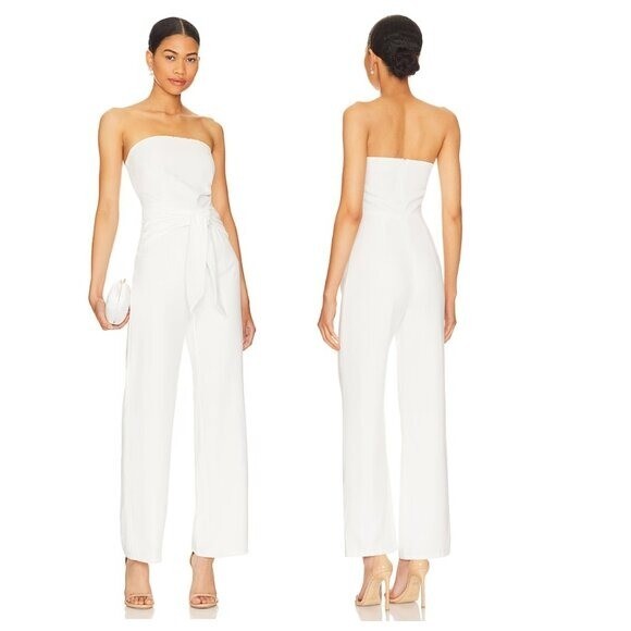 Superdown | NEW Jordan Tie Waist Jumpsuit in White Size L