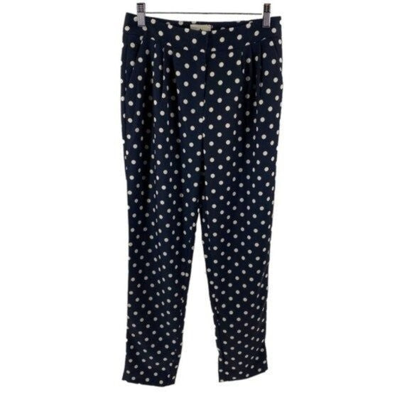 Tuckernuck | NEW Pixie Polka Dot Preppy Pleated Trouser in Navy & White Size M