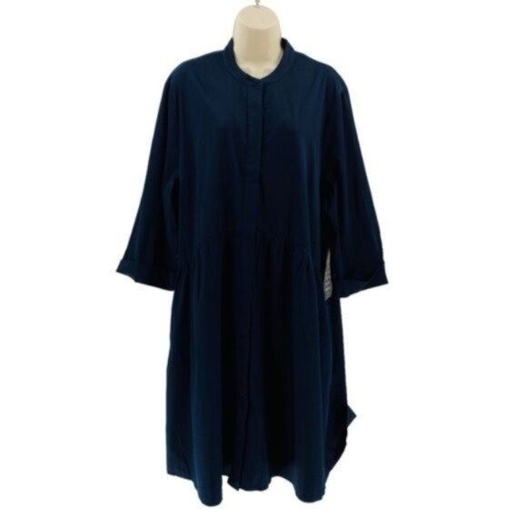 Tuckernuck NEW Navy Blue Royal Shirt Crepe Relaxed Fit Classic Mini Dress Size M