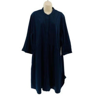 Tuckernuck NEW Navy Blue Royal Shirt Crepe Relaxed Fit Classic Mini Dress Size M