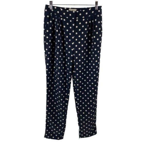 Tuckernuck | NEW Pixie Polka Dot Preppy Pleated Trouser in Navy & White Size XS