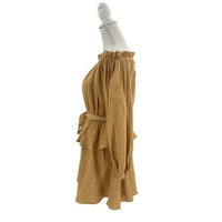 Petal & Pup NEW Callie Off the Shoulder Gauzy Ruffle Mini Dress Yellow Size S