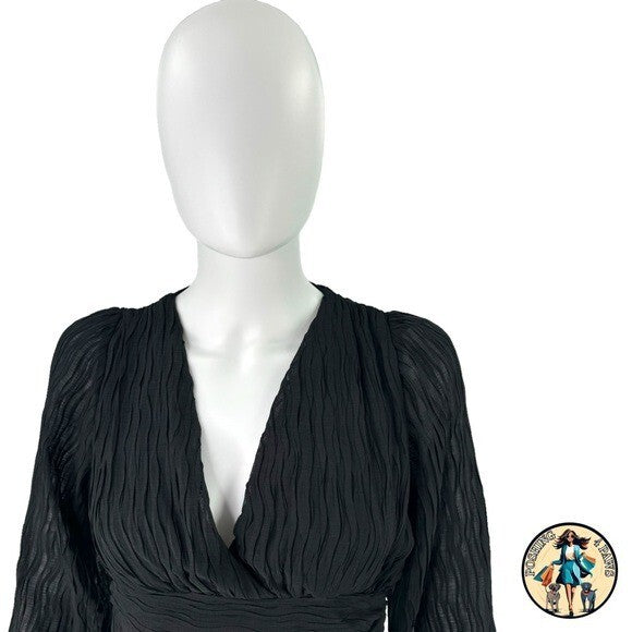 Petal and Pup NEW Delilah Pleated Peplum V Neck Blouse Top in Black Size XS