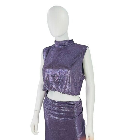 Camila Coelho NEW Marge Formal Metallic Cut Out Midi Dress in Lilac Size XL