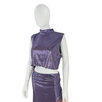 Camila Coelho NEW Marge Formal Metallic Cut Out Midi Dress in Lilac Size XL