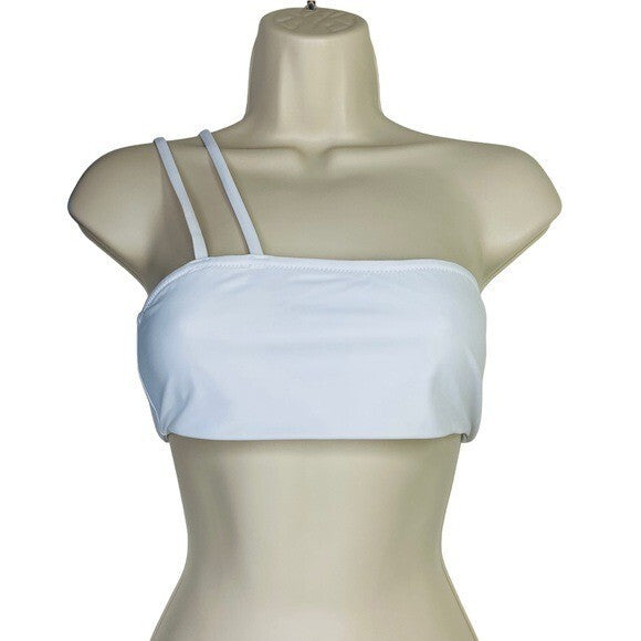 superdown | NEW Monica One Shoulder Bandeau Bikini Top in White Size S