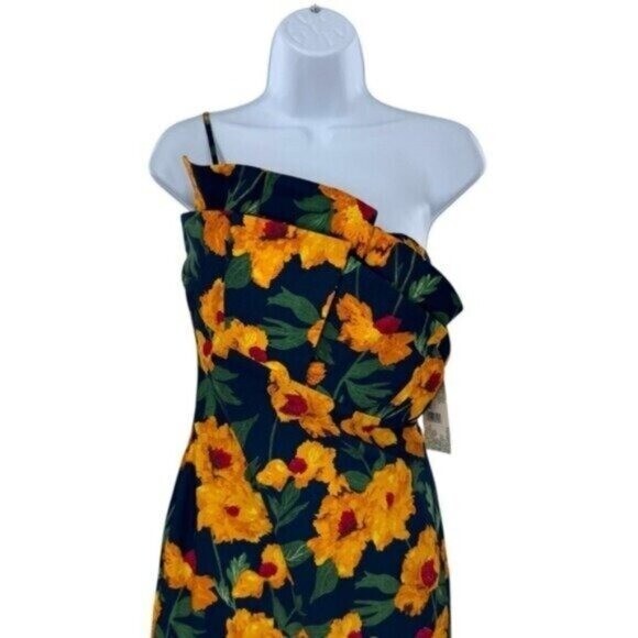 Hyacinth House NEW Navy & Marigold Floral Ruffle Margot Maxi Dress Size L