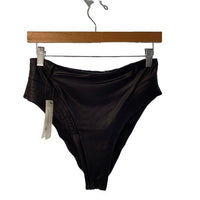 Devon Windsor Delilah Metallic Black High Waist Bikini Swim Bottom Size M NEW