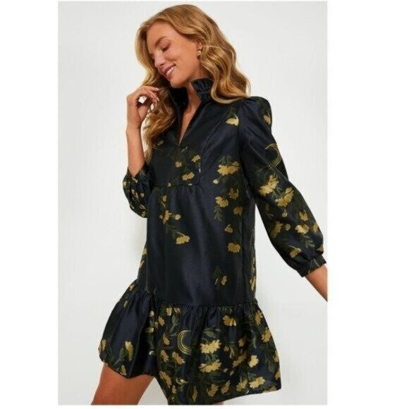 Tuckernuck | NEW Navy Jasmine Vine Jacquard Formal Palmerston Dress Size L