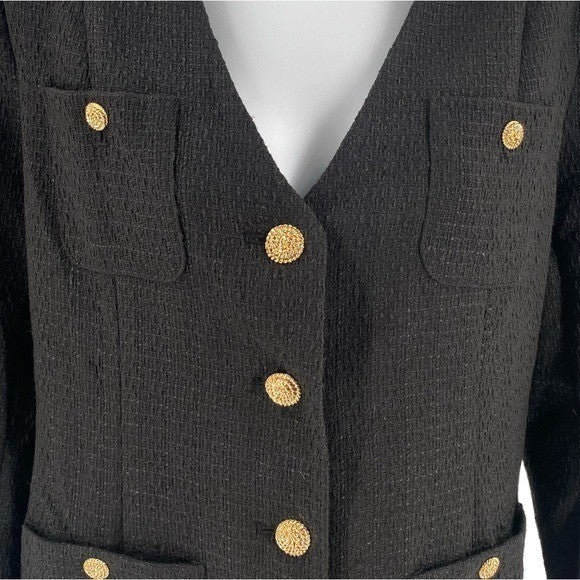 Pomander Place | NEW Black Tweed Keira Long Sleeve Mini Dress Size M