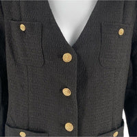 Pomander Place | NEW Black Tweed Keira Long Sleeve Mini Dress Size M