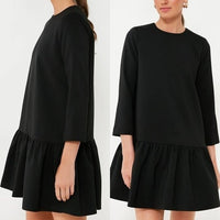 Tuckernuck NEW Black Pierce Drop Waist Classy Long Sleeve Mini Dress Size XS
