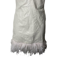 LAMARQUE | NWT Abella Leather feather Party Mini Dress in Bone Ivory Size XXS