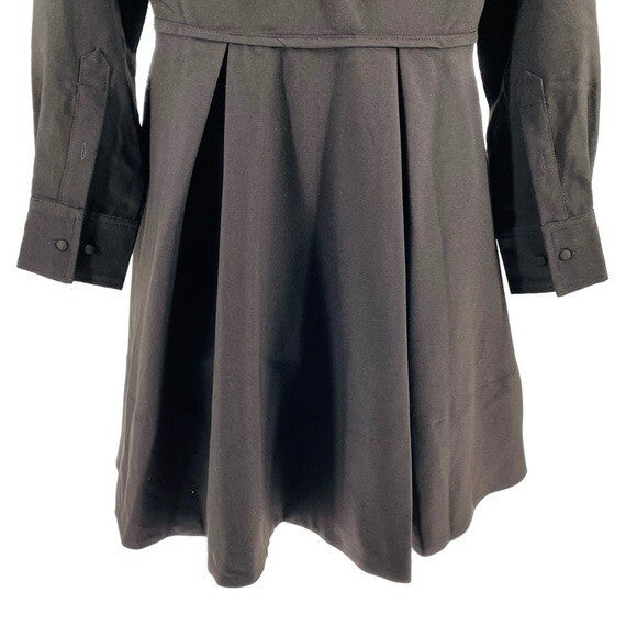 Pomander Place | NEW Black Annalise Long Sleeve Pleated Mini Dress Size S