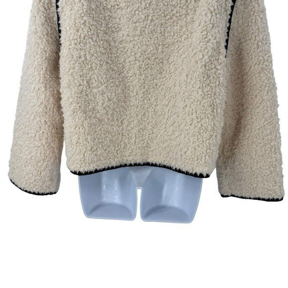 Hyacinth House NEW Cream Textured Scalloped Edge Jacket Teddy Coat Size Large