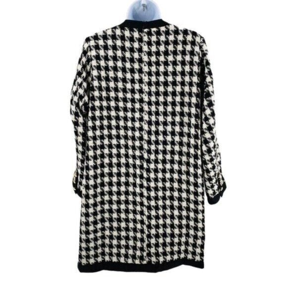 Pomander Place | NEW Coco Tweed Houndstooth Bow Mini Dress Black White Size L