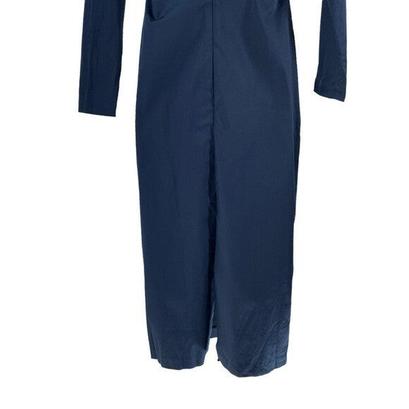 Kika Vargas NEW Off the Shoulder Long Sleeve Formal Midi Dress Navy Blue Size XS