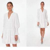 Pomander Place | NEW White Swiss Dot Kenzo Long Sleeve V-Neck Mini Dress Size S