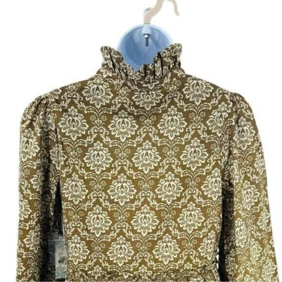 Hyacinth House | NEW Moss Printed Russell Mini Dress in Olive Size XXS