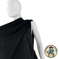 Tuckernuck NEW Black Selma Satin Twill Cape Flowy Round Neck Blouse Top Size XS