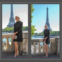 Tuckernuck | NEW Black Daphne Bow Three-quarter Sleeve Formal Mini Dress Size XS