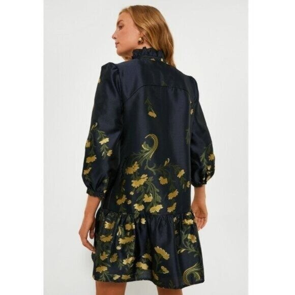Tuckernuck | NEW Navy Jasmine Vine Jacquard Formal Palmerston Dress Size L