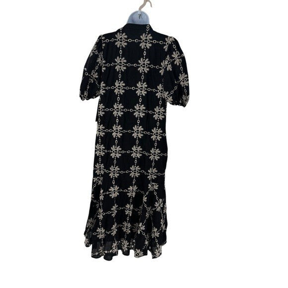 Tuckernuck NEW Black Eyelet Lewis Puff Sleeve Embroidered Maxi Dress Size S