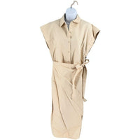 Apiece Apart NEW Catania Wrap Collared Short Sleeve Maxi Dress Ecru Ivory Size S