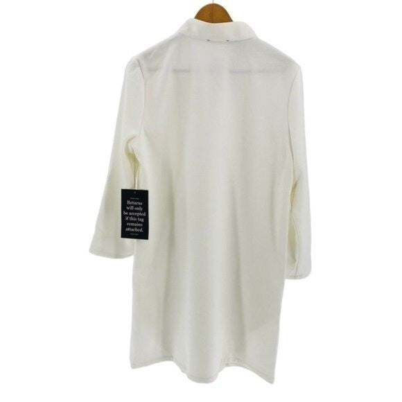 Tuckernuck | NEW White Stretch Crepe Avery Long Sleeve Shirt Dress Size XS