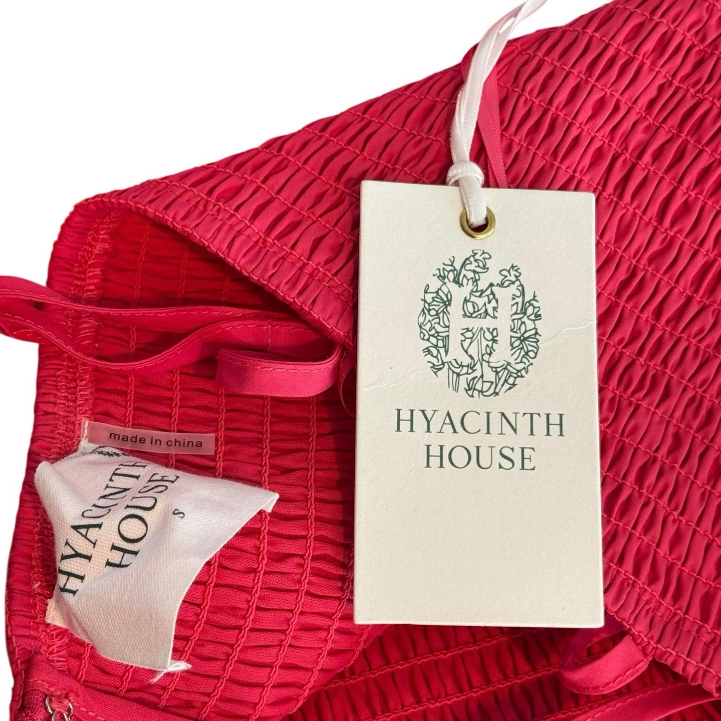 Hyacinth House NEW Pink Serafina Drop Waist Smocked Cotton Midi Dress Size S